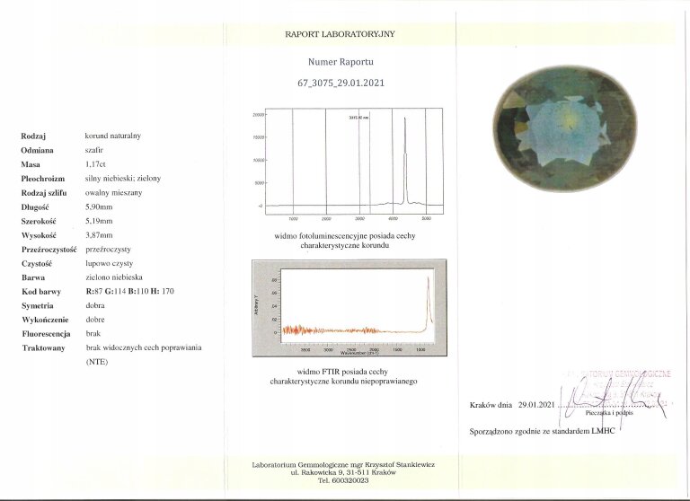 Szafir Naturalny 1,17ct IF - Inwestycyjny Niepoprawiany - VIDEO - Cert. 67_ (3)