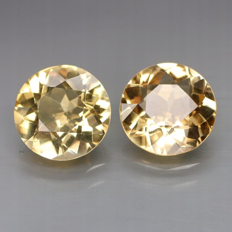 Cytryn Naturalny Para 9,23ct fi 12mm na Kolczyki - GCT2267 (1)