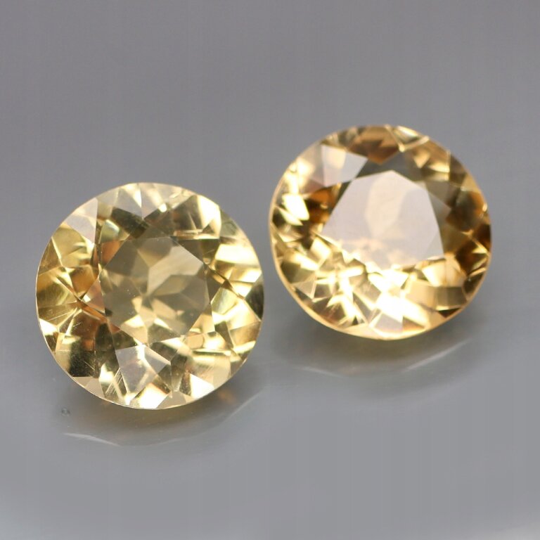Cytryn Naturalny Para 9,23ct fi 12mm na Kolczyki - GCT2267 (2)